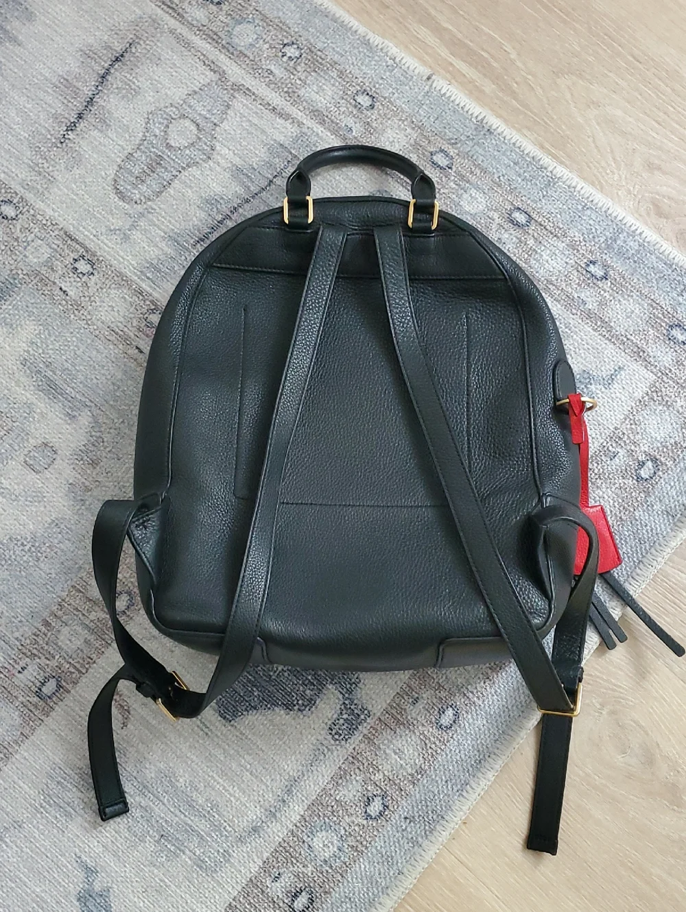 Tory Burch Black Pebbled Leather Backpack Bag Purse